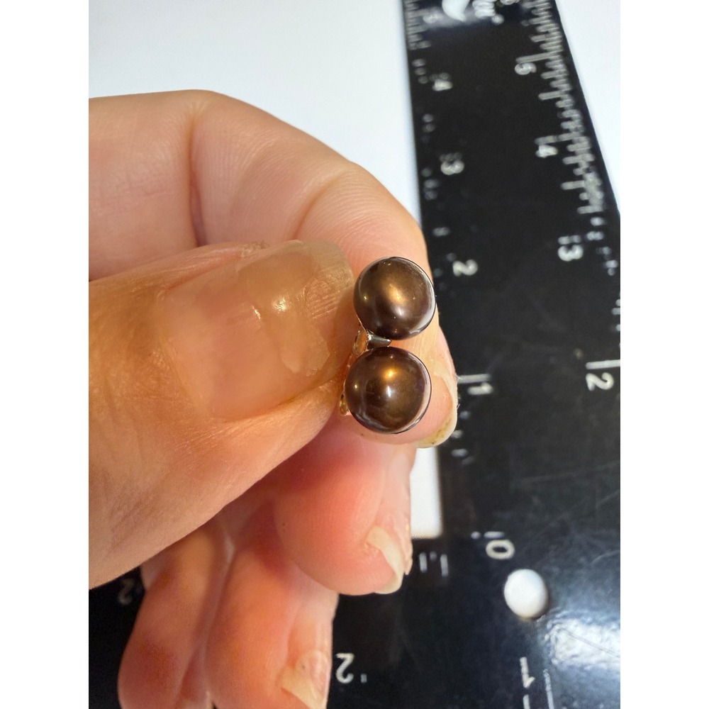 Chocolate Brown Pearl Stud Earrings Round 6mm Minimalist Jewelry